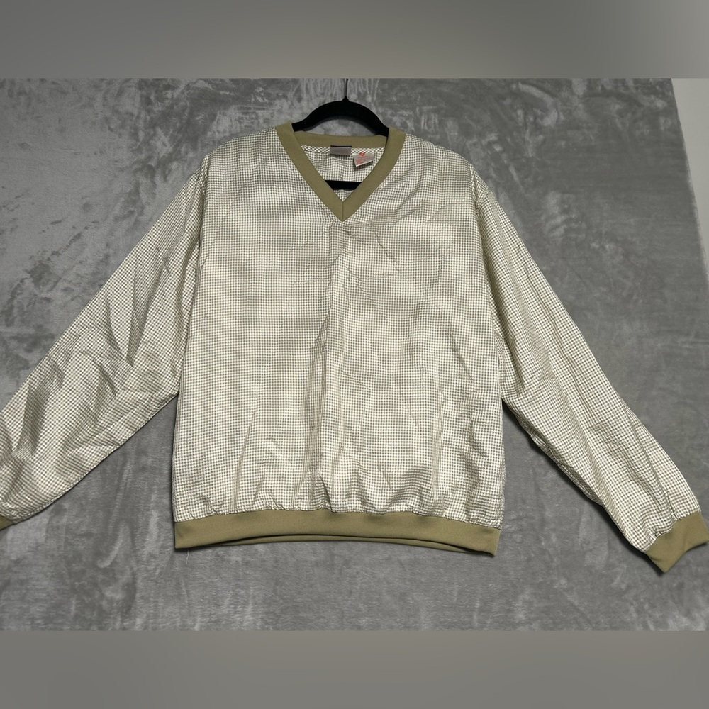 Tail Windbreaker Pullover Top Women’s Medium Gingham Tan Beige Golf Preppy